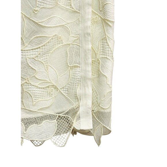 Grey Jason Wu Skirt Womens 2 Ivory White Lace Pencil Midi Lined‎ Floral Elegant - Picture 6 of 9